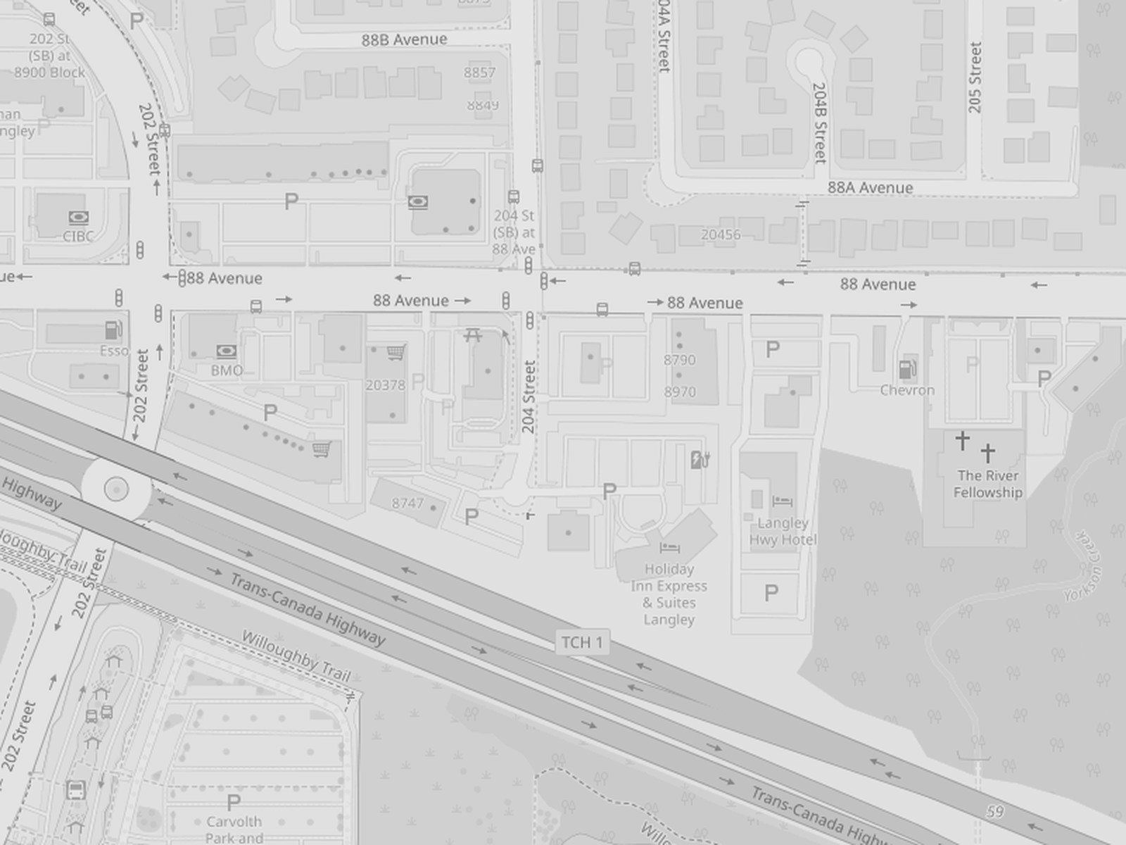 랭리 204 Street와 88 Avenue, Service Canada 옆 Bridge Creative Studio 위치 지도