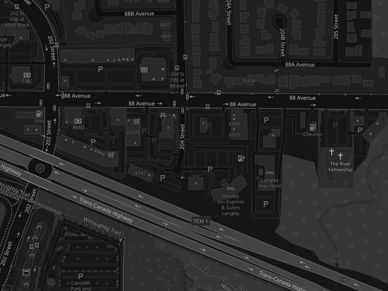 랭리 204 Street와 88 Avenue, Service Canada 옆 Bridge Creative Studio 위치 지도