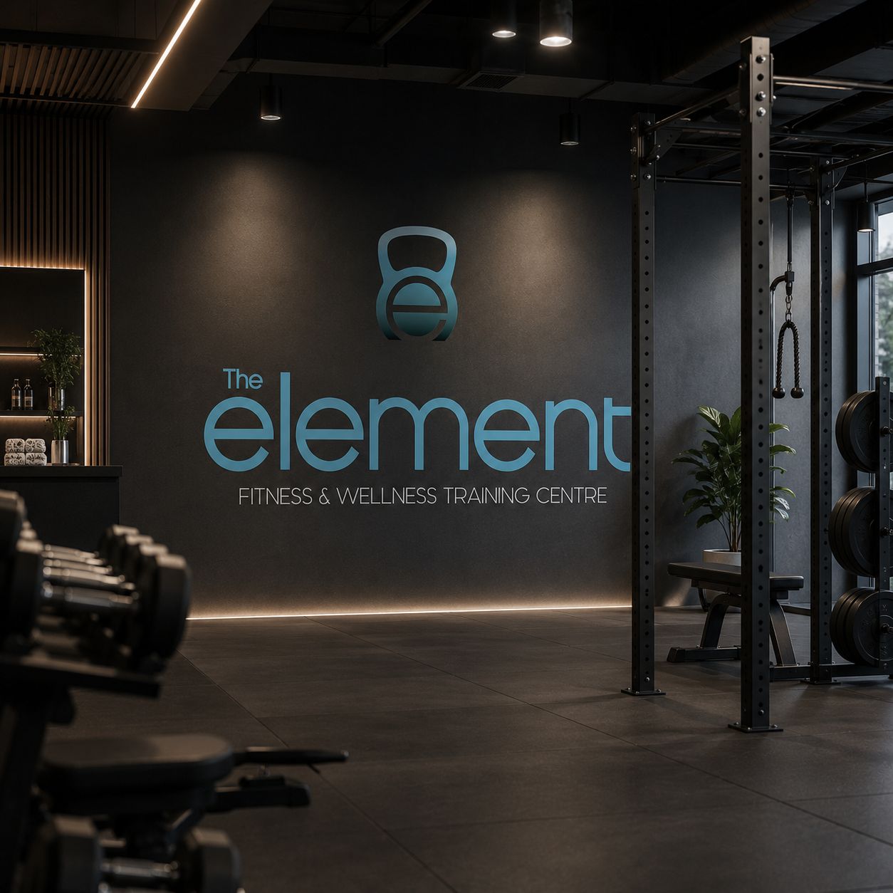 Element fitness and wellness centre with a dimensional wall sign